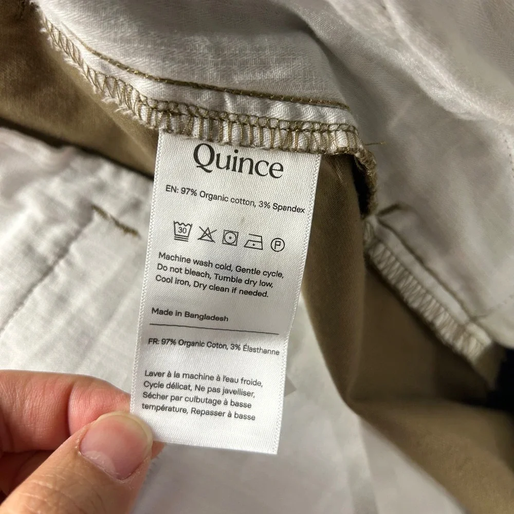 Quince Mens Khaki Organic Stretch Cotton Chino Pants Slim Fit 36x30 TATAMW006